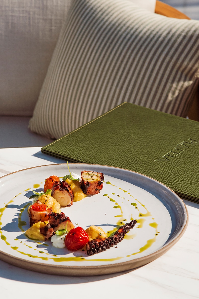 Sandblu plateia gallery p 0002 Octopus charcoal grilled octopus wild caper from Syros island fava beans  xygalo  chee