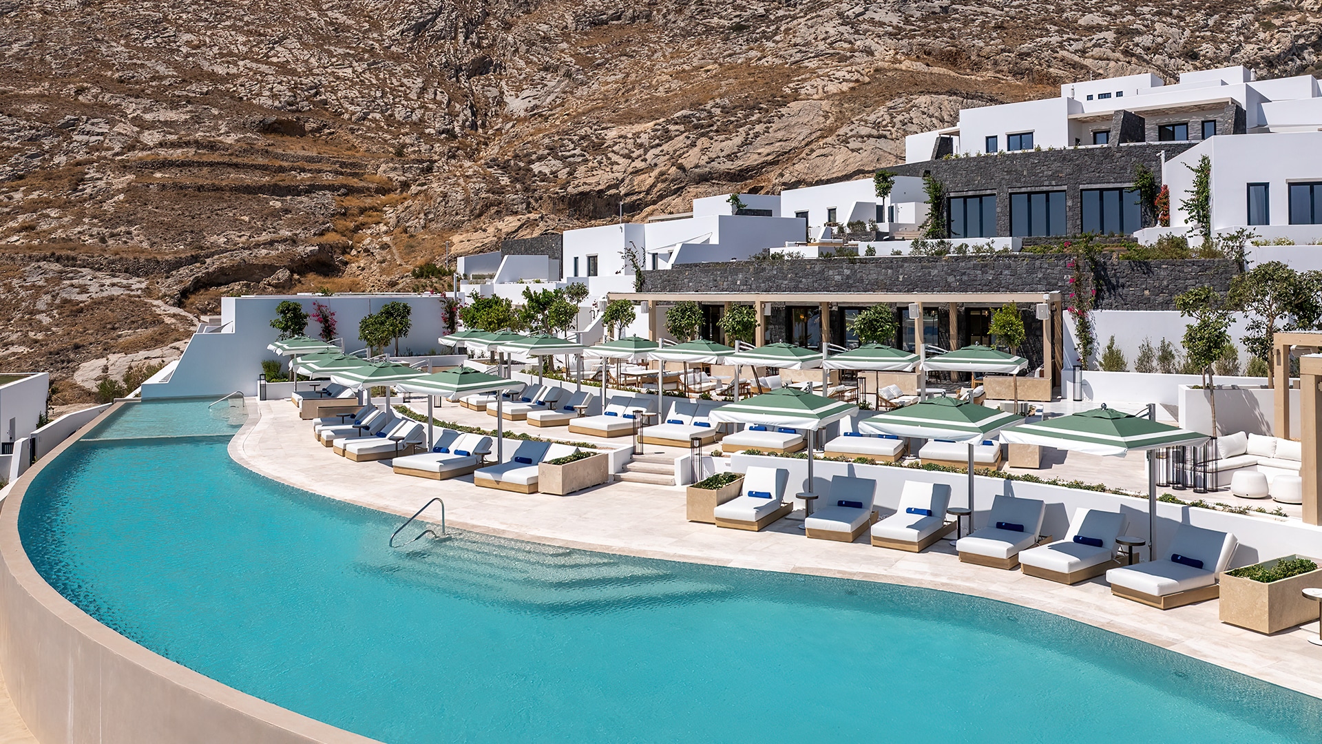 Sandblu pool gallery l 0018 Aerial View Plateia Restaurant Sandblu Resort